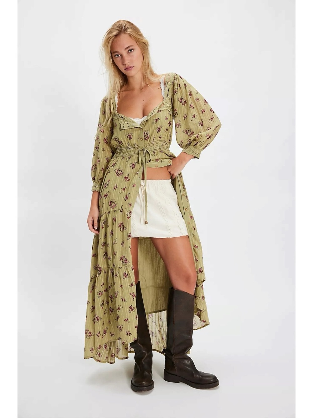Free People Bohemian Cottage Ethereal Dainty Morning Meadows Maxi Dress XL NWT - Picture 13 of 14